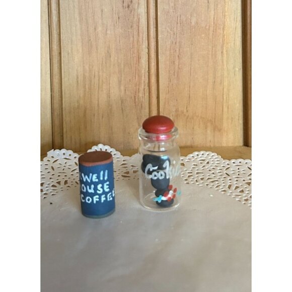 Vintage Handmade Miniature Doll House Wood Maxwell House Coffee Can Clear Glass - Picture 1 of 4